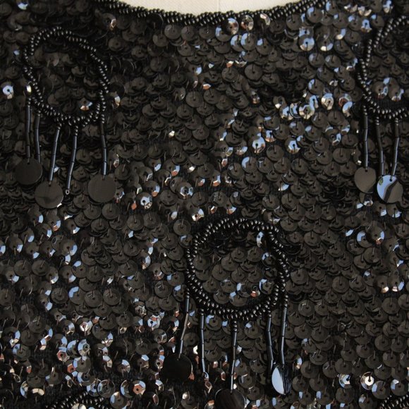 Vintage 1960s Womens Top, Forecast Shops Beaded and Sequined Sweater Blouse, Hon - Picture 4 of 10